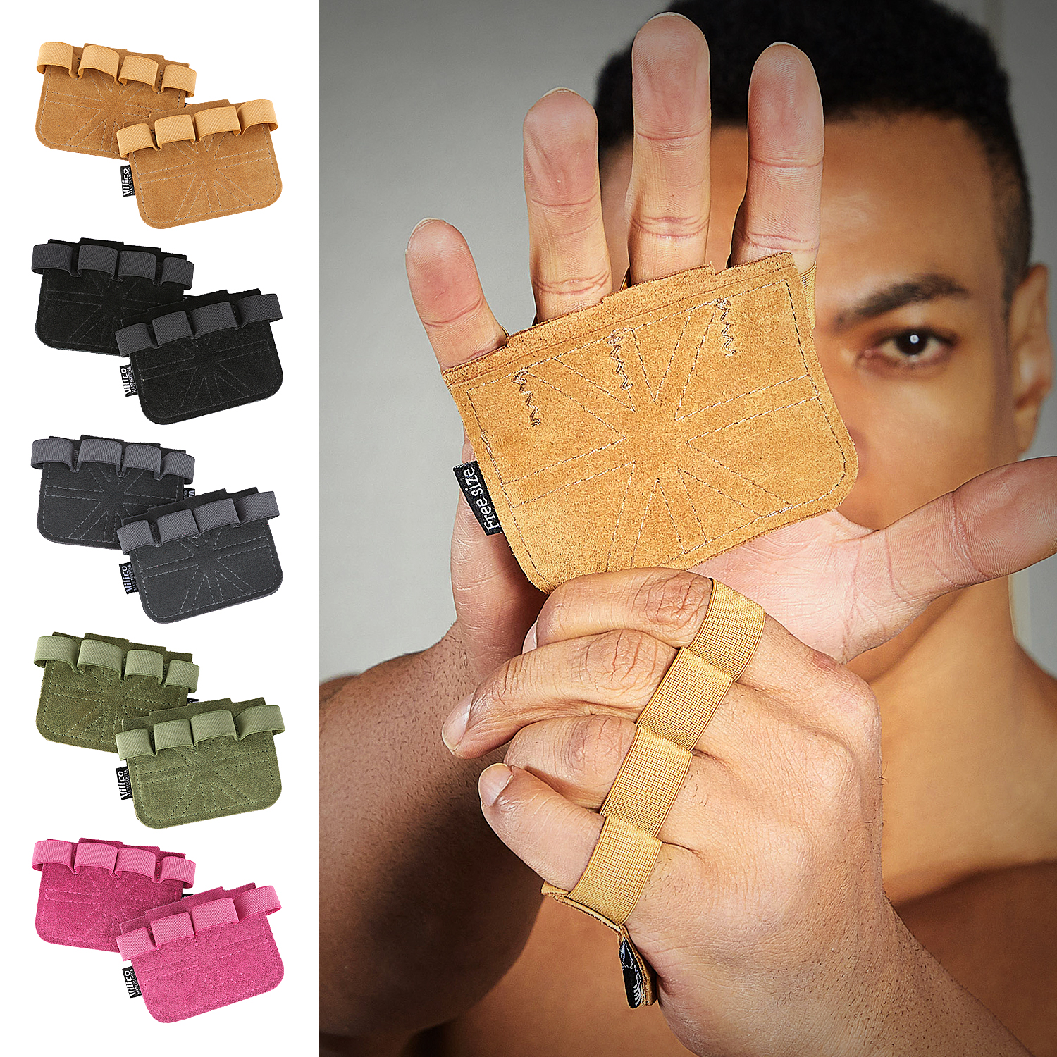 Crossfit Workout Gear - 1 Pair Cowhide Gym Gloves Grips