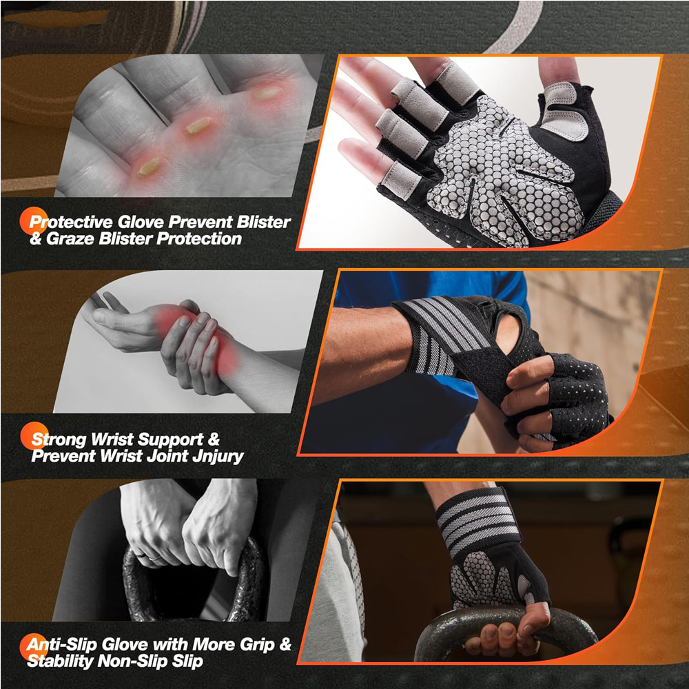 Fitness Gloves with Wrist Supp - Crossfit Fitness Gear บทวิจารณ์และราคา