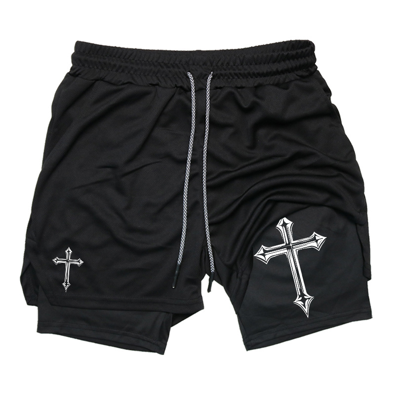 Cross Print 2-in-1 Workout Run - Crossfit Fitness Gear บทวิจารณ์และราคา