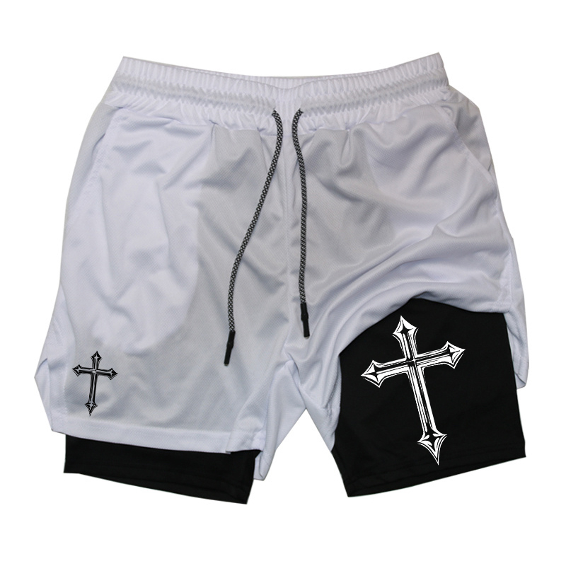 Cross Print 2-in-1 Workout Run - Crossfit Fitness Gear บทวิจารณ์และราคา