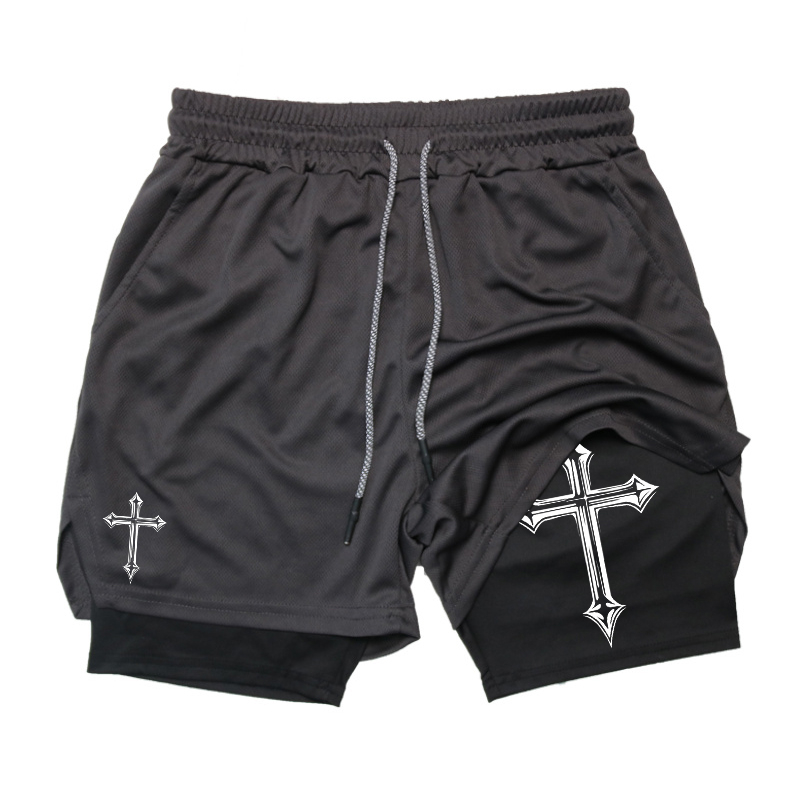 Cross Print 2-in-1 Workout Run - Crossfit Fitness Gear บทวิจารณ์และราคา