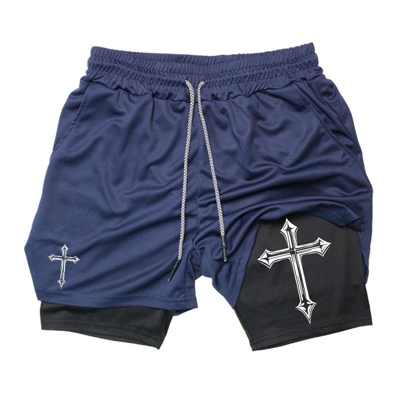 Cross Print 2-in-1 Workout Run - Crossfit Fitness Gear บทวิจารณ์และราคา