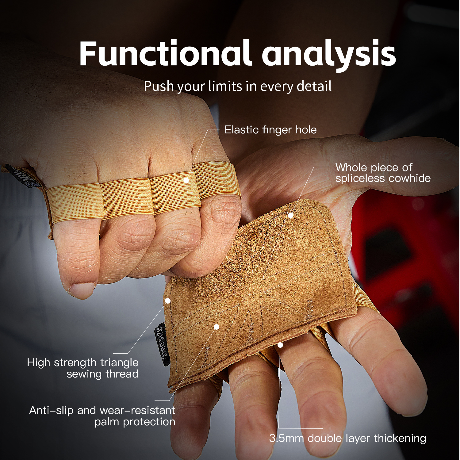 1 Pair Cowhide Gym Gloves Grip - Crossfit Workout Gear บทวิจารณ์และราคา