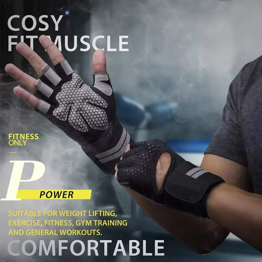 1Pair Half Finger Gym Fitness  - Crossfit Workout Gear บทวิจารณ์และราคา