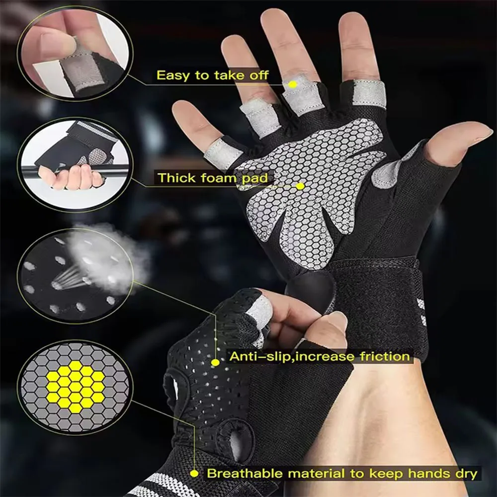 1Pair Half Finger Gym Fitness  - Crossfit Workout Gear บทวิจารณ์และราคา