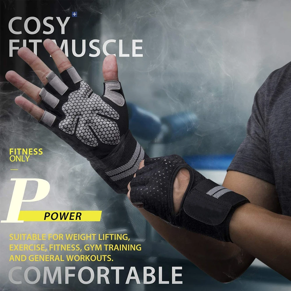 1Pair Half Finger Gym Fitness  - Crossfit Workout Gear บทวิจารณ์และราคา