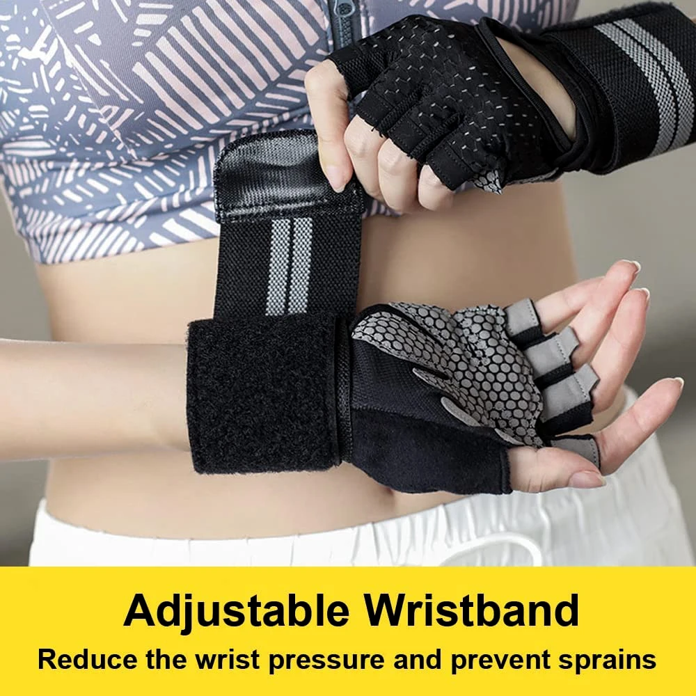 1Pair Half Finger Gym Fitness  - Crossfit Workout Gear บทวิจารณ์และราคา